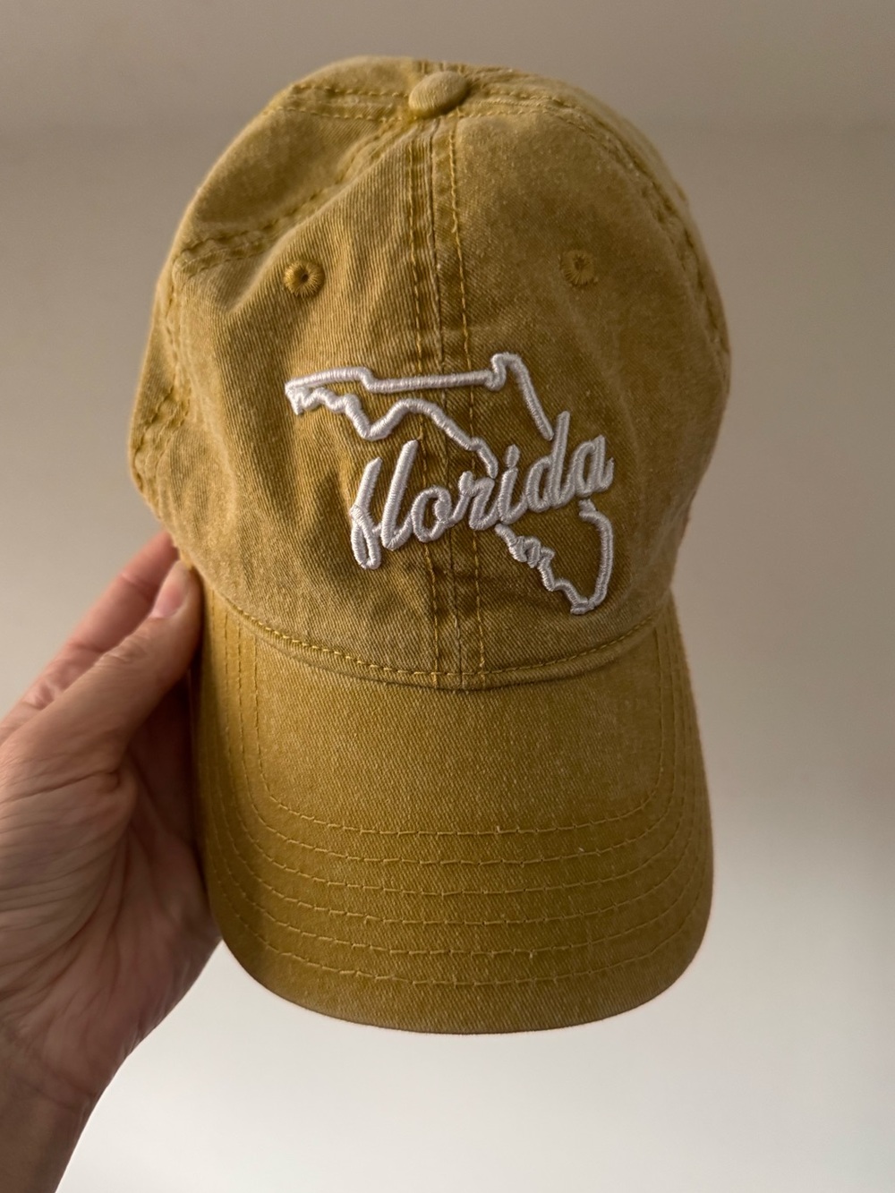 Embroidered 'Florida' Baseball Cap - Mustard Yellow